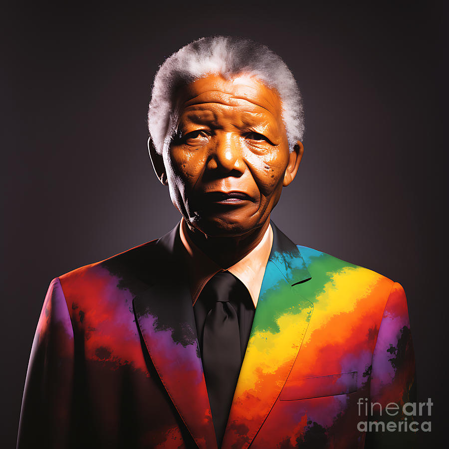 Fantasy Painting - nelson mandela androgynous photogram rainbowcor by Asar Studios by Celestial Images