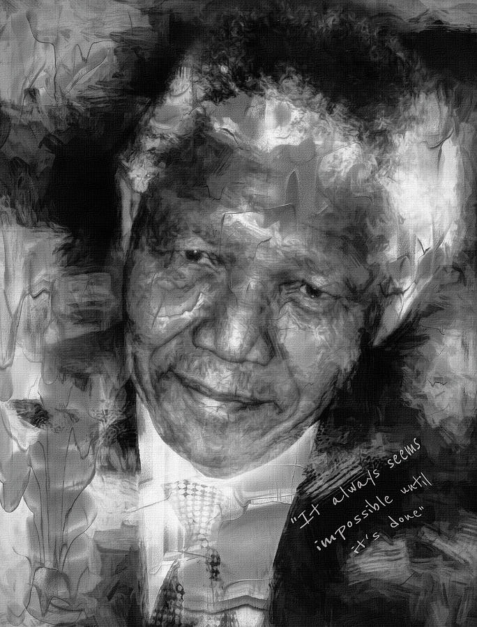 Nelson Mandela Mixed Media by Mal Bray