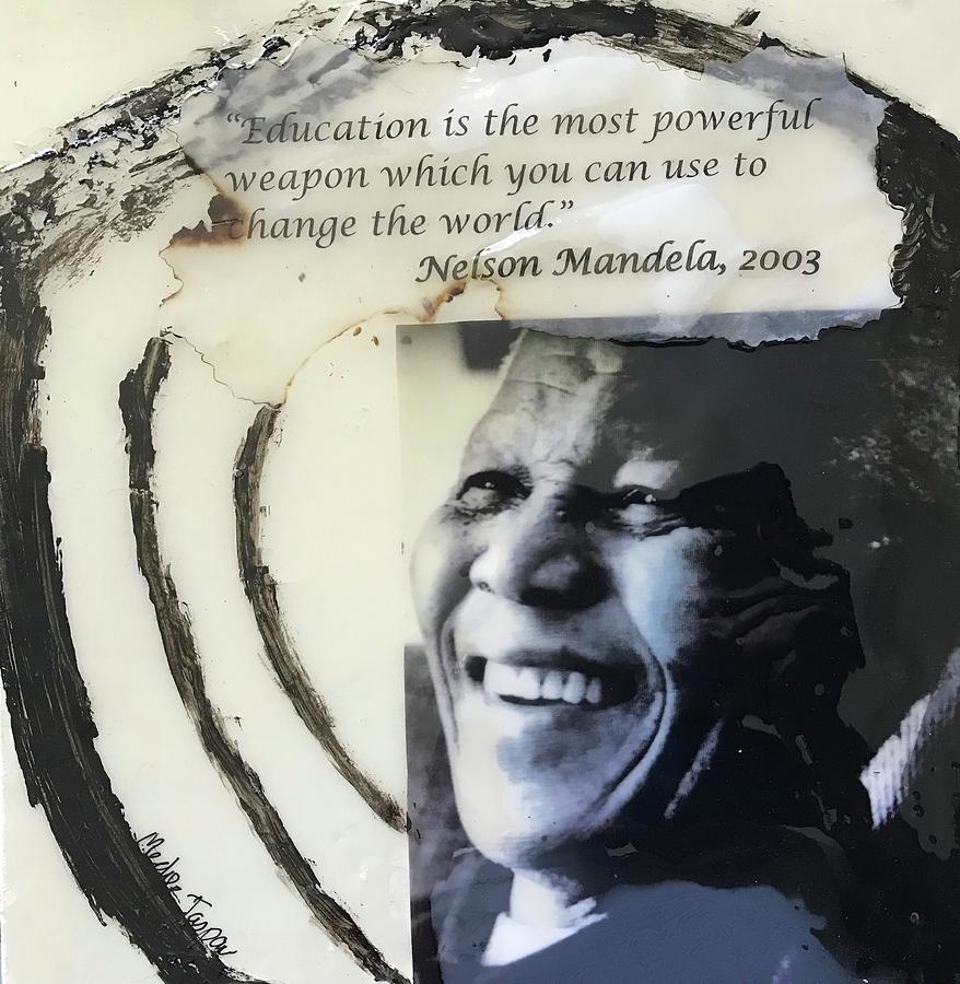 Nelson Mandela on Education Painting by Medge Jaspan