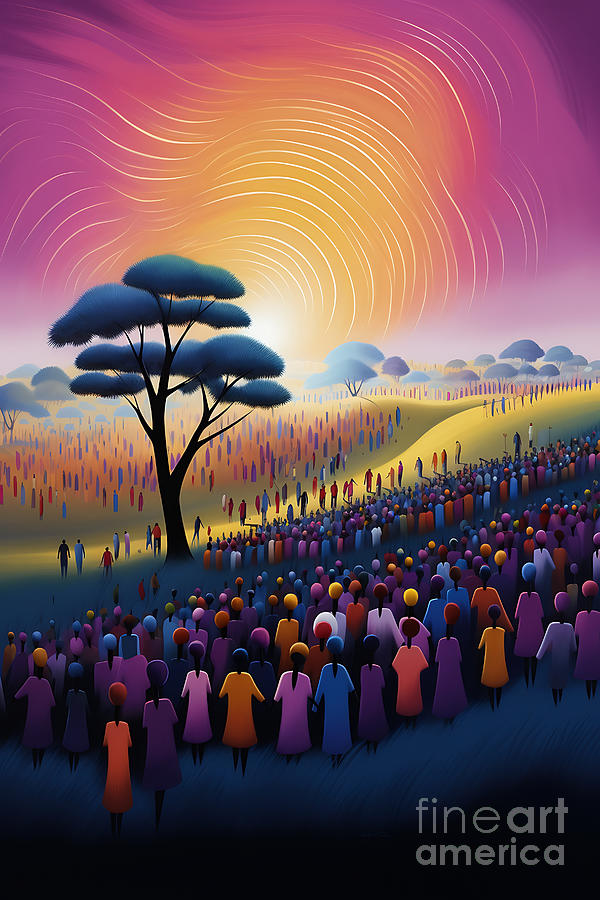 Fantasy Painting - Nelson Mandela painting of rhythm in landscape  by Asar Studios by Celestial Images