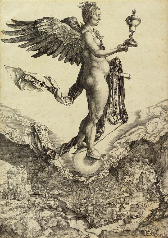 Albrecht Durer Painting - Nemesis, Great Fortune, 1501-1502 by Albrecht Durer