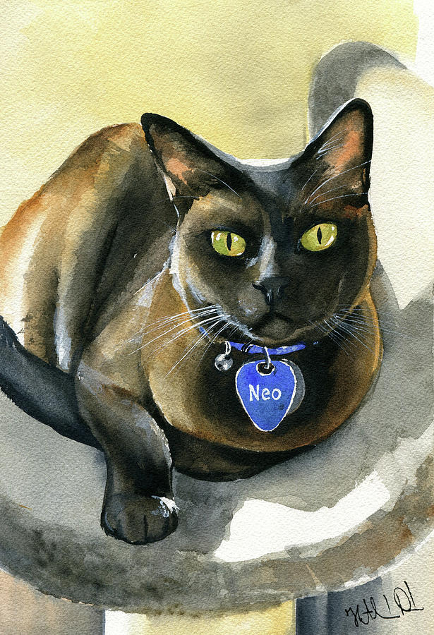 Neo Burmese Cat Painting Painting by Dora Hathazi Mendes