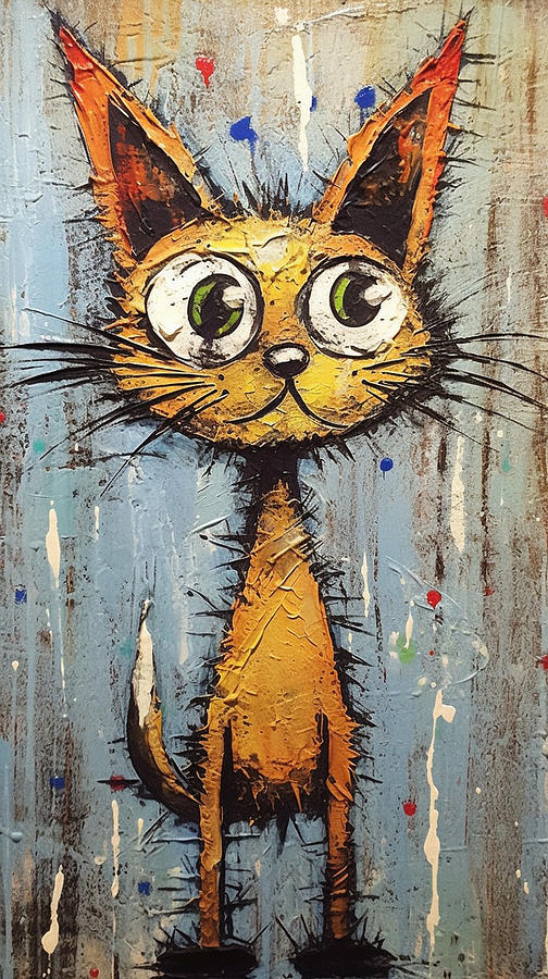 Neo expressionism of a cartoon cat looking by Asar Studios Painting by ...