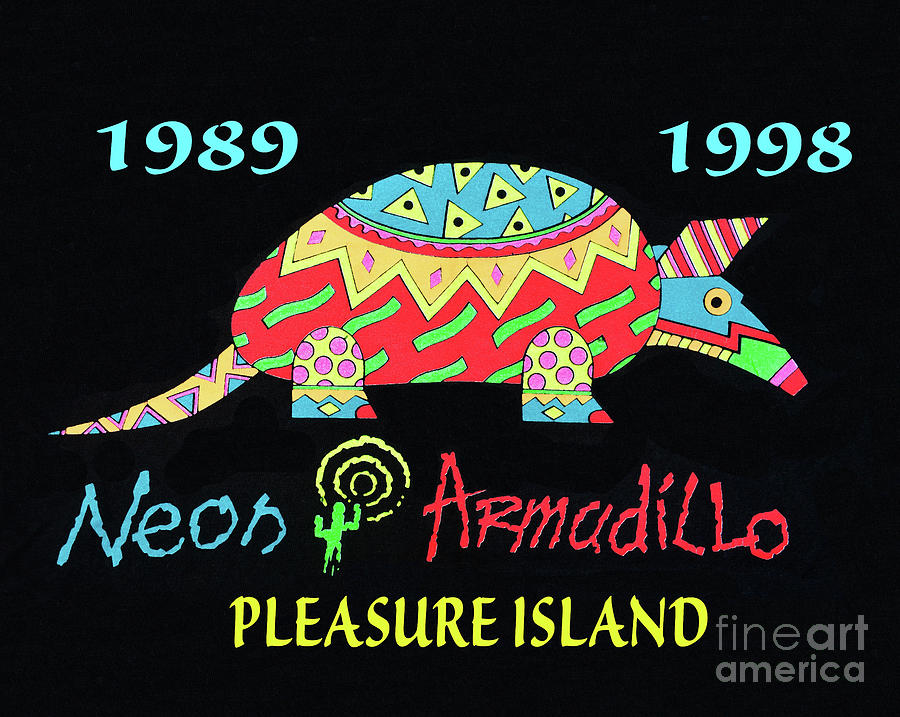 Neon Armadillo Pleasure Island 1980s Mixed Media by David Lee Thompson