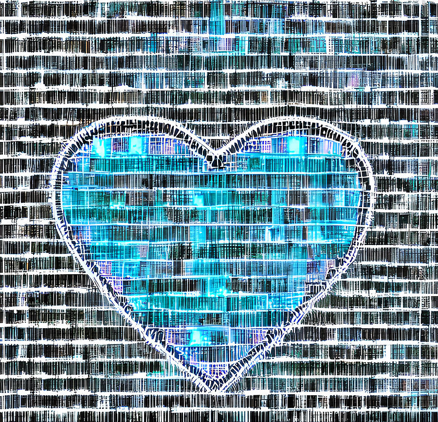 Neon Blue Heart Digital Art by Amalia Suruceanu