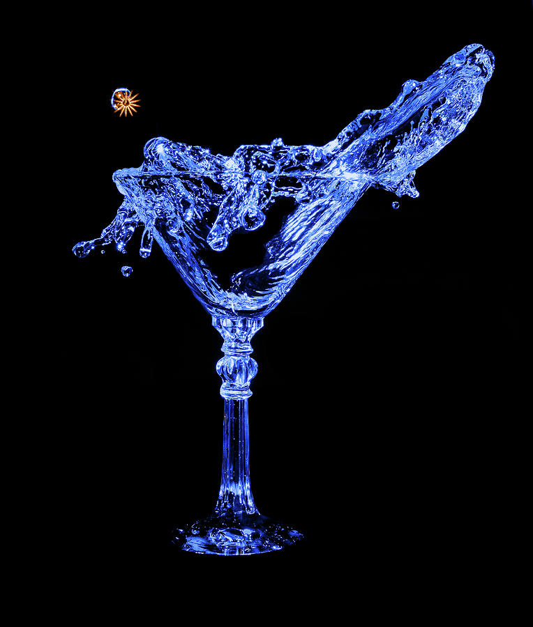Neon Blue Martini Splash Frozen in Time Photograph by Rob Green