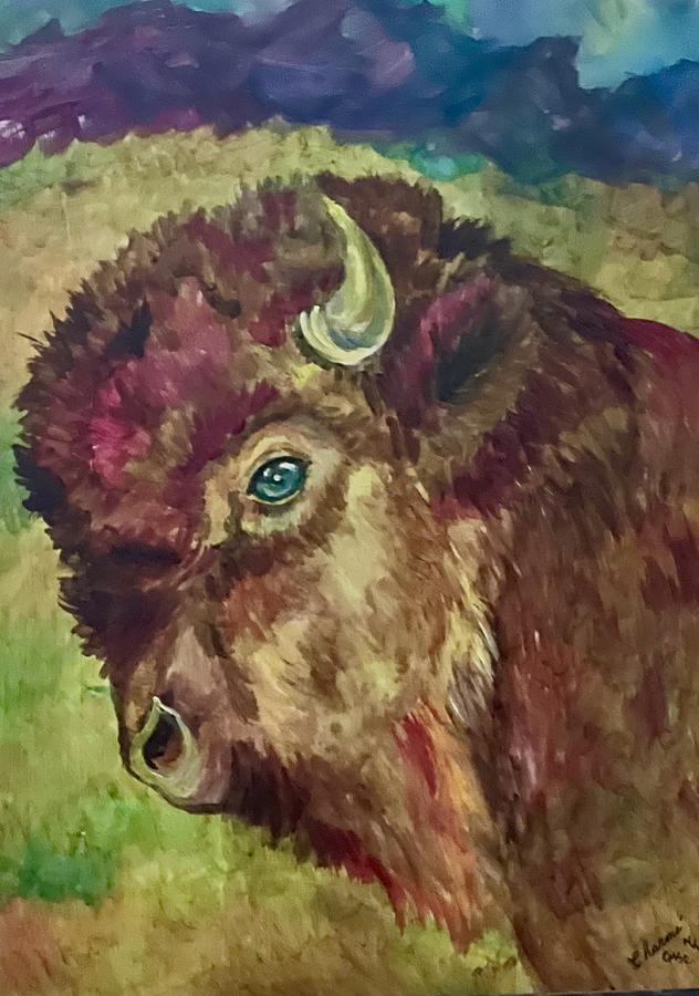 Neon Buffalo Painting by Charme Curtin