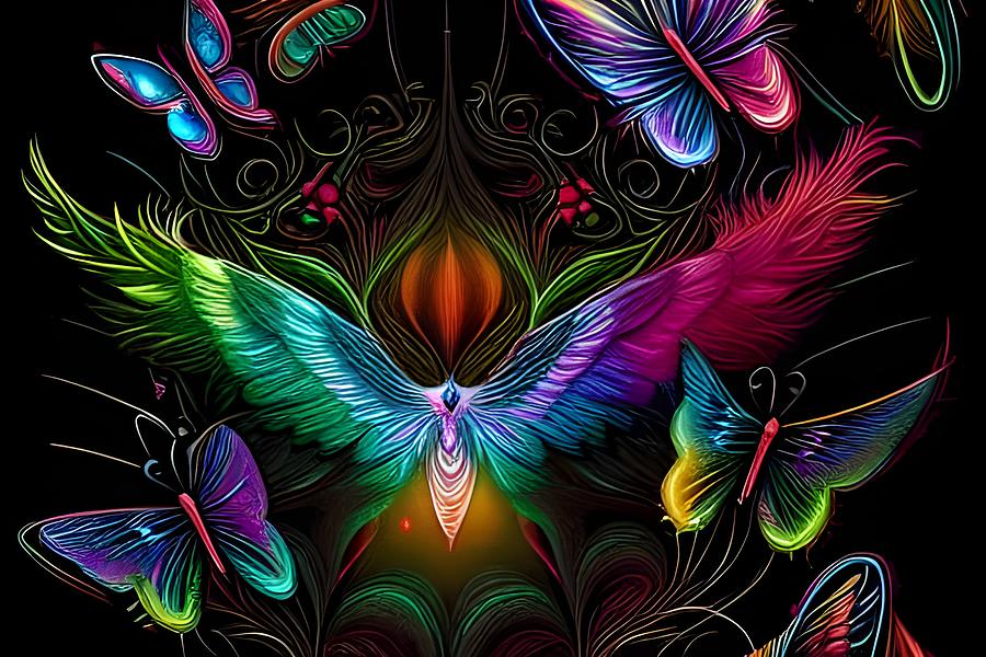 Neon Butterfly #1 Digital Art by Beverly Read