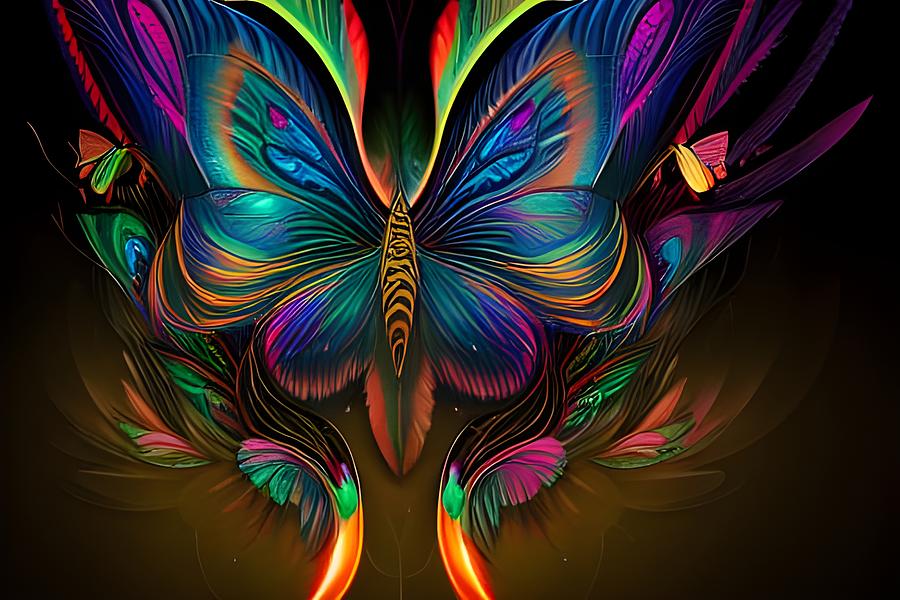 Neon Butterfly #3 Digital Art by Beverly Read