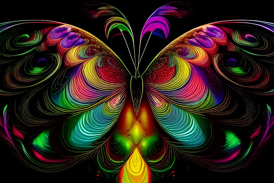 Neon Butterfly #4 Digital Art by Beverly Read
