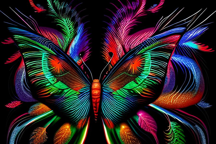 Neon Butterfly #5 Digital Art by Beverly Read