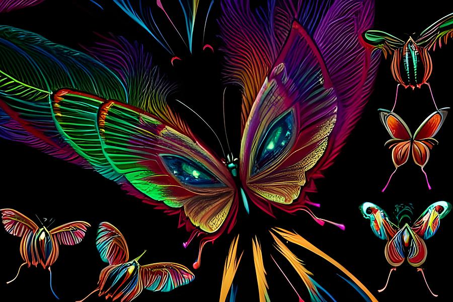 Neon Butterfly #6 Digital Art by Beverly Read