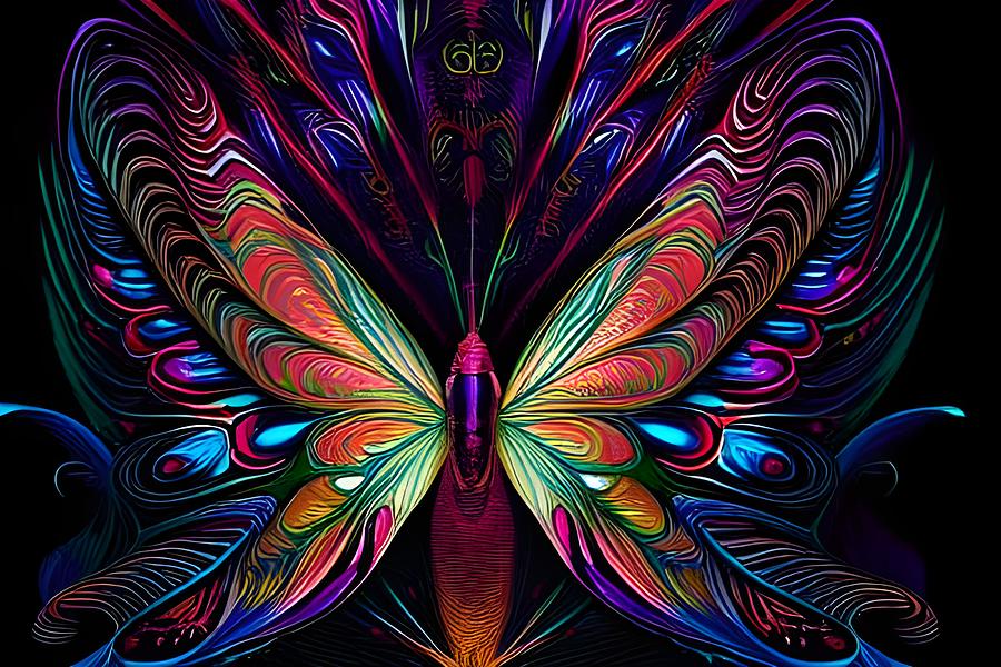 Neon Butterfly #2 Digital Art by Beverly Read