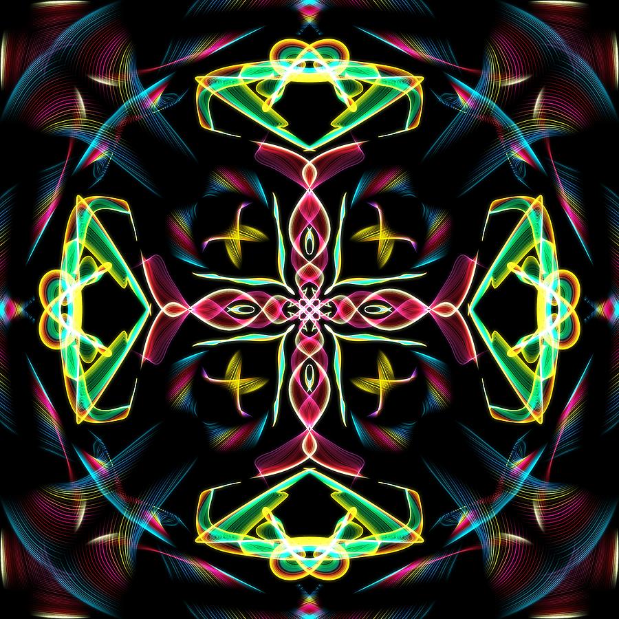 Neon Button Mandala Abstract Art Digital Art by Ariel Guevara - Fine ...