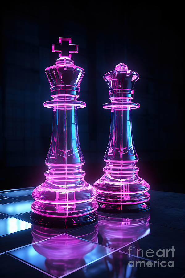 Neon Chess Digital Art by Carlos Diaz