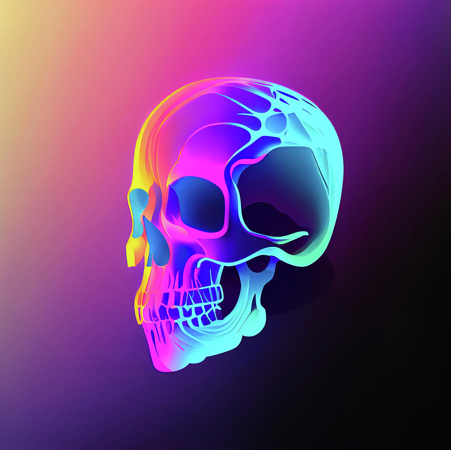 Neon color skull Digital Art by Liyao Xie - Fine Art America