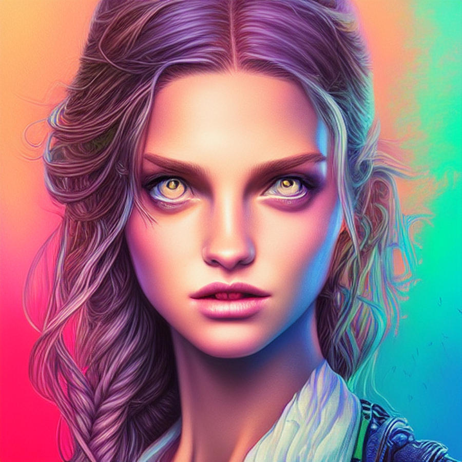 Neon Girl With Hypnotizing Eyes Digital Art By Patorikkuart Pixels