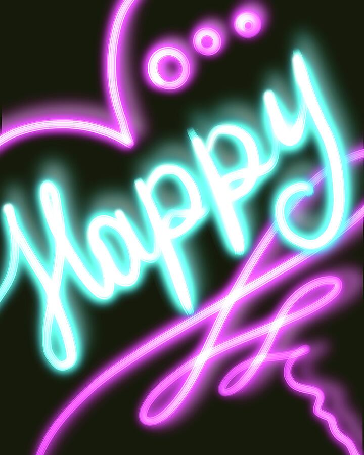 Neon Drawing - Neon Happy by Masha Batkova
