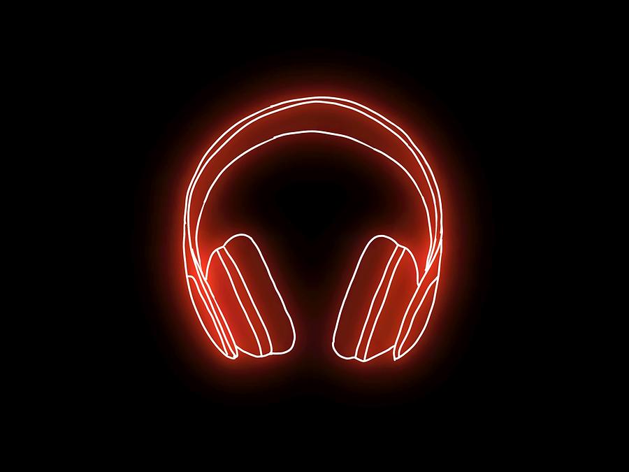 Neon headphones black background Digital Art by Yomna Islam - Fine Art  America