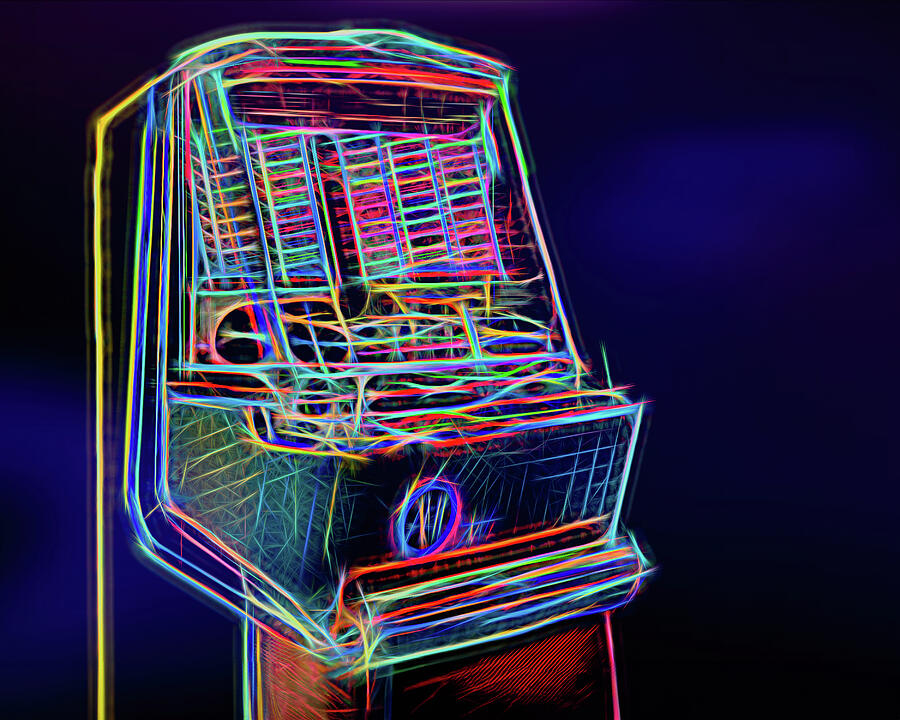 Vintage Digital Art - Neon Jukebox by Richard Downs