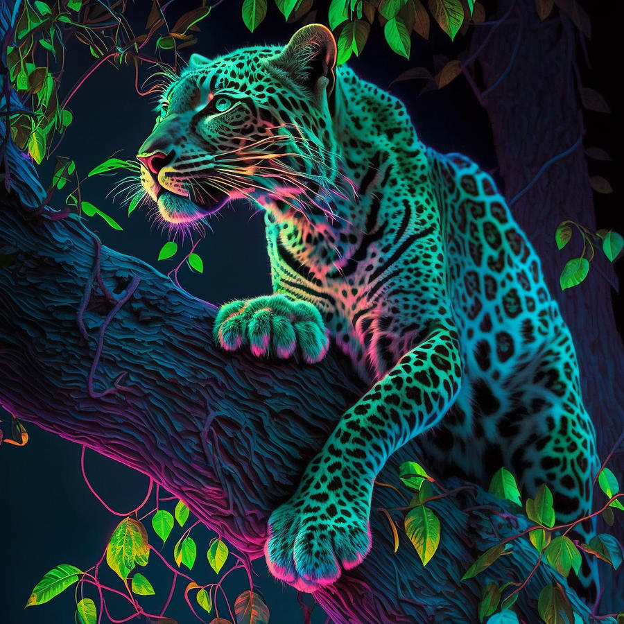 Neon Leopard Digital Art By Midjourney Photography Fine Art America