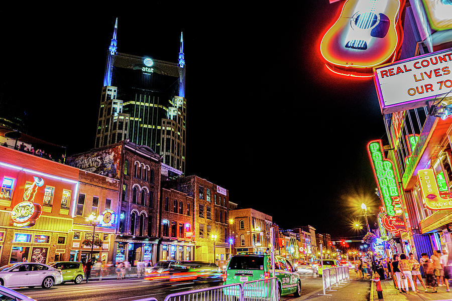 Neon Light On Broadway In Nashville Tennessee Photograph by Dave Morgan