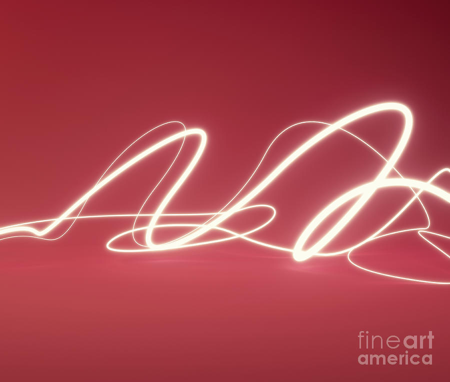 Neon Light Trails Red Stage Digital Art