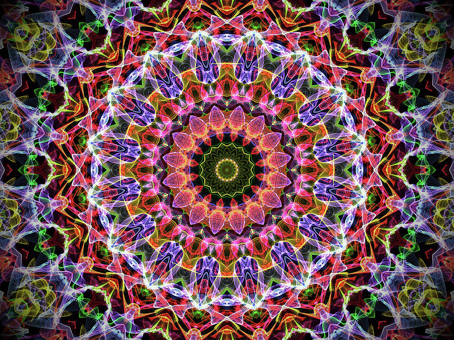 Neon Mandala 1 Digital Art by Philip Openshaw - Fine Art America