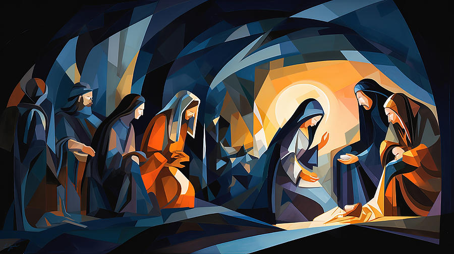 Jesus Christ Painting - Neon Manger Art - Colorful Nativity Art by Lourry Legarde