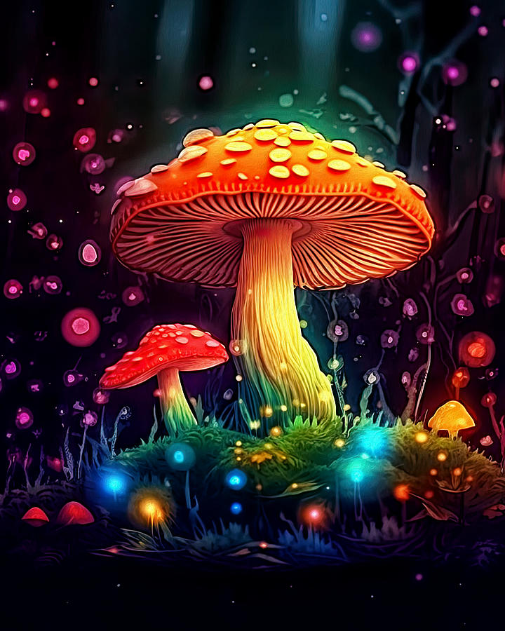 Neon Mushroom Digital Art By John Cooke - Fine Art America