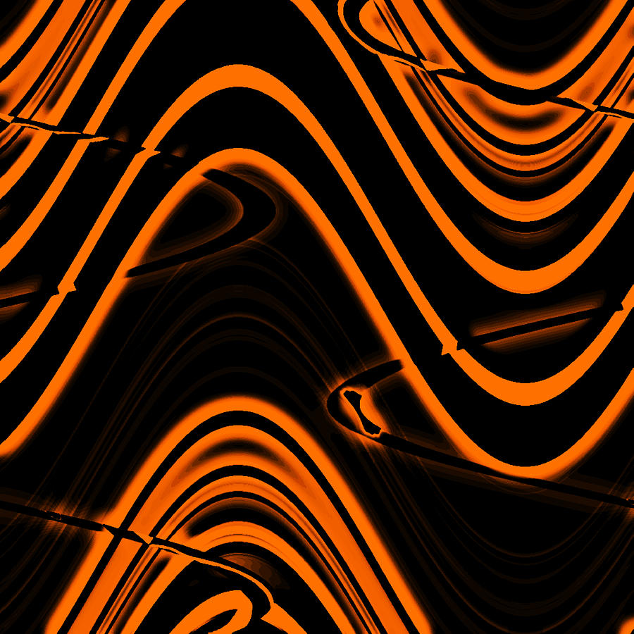 Neon Night Waves - Orange Digital Art by Ronald Mills