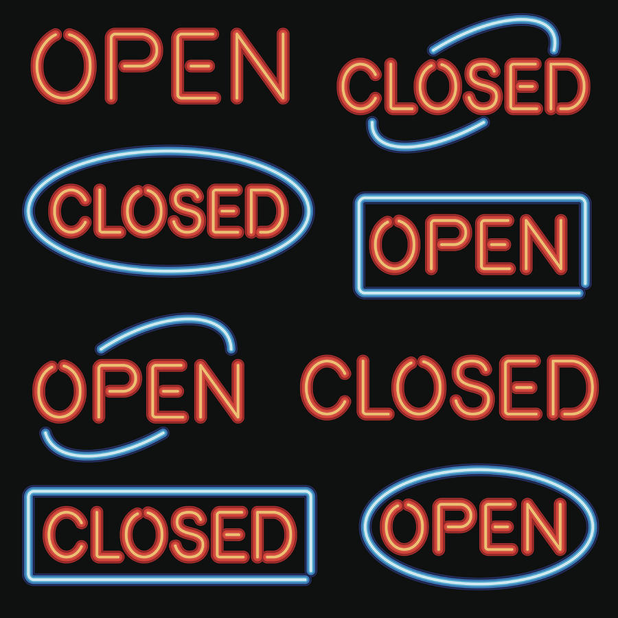 Neon Open and Closed Sign Set Drawing by Bortonia Neon Open and Closed Sign Set Drawing by Bortonia