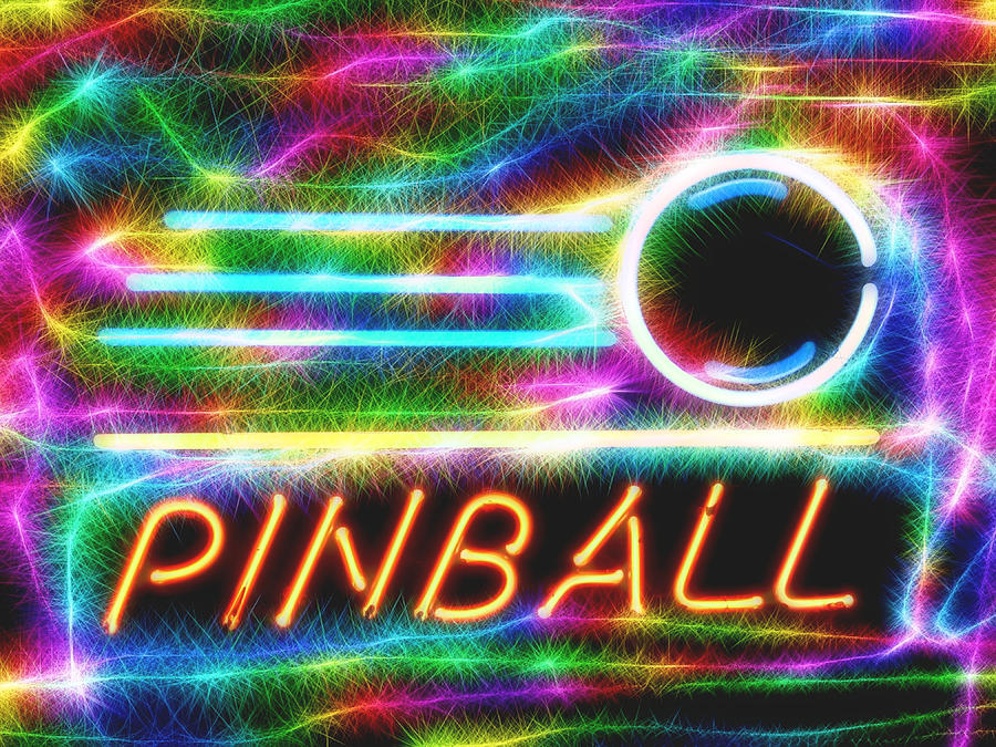Neon Pinball Sign Mixed Media by Dan Sproul