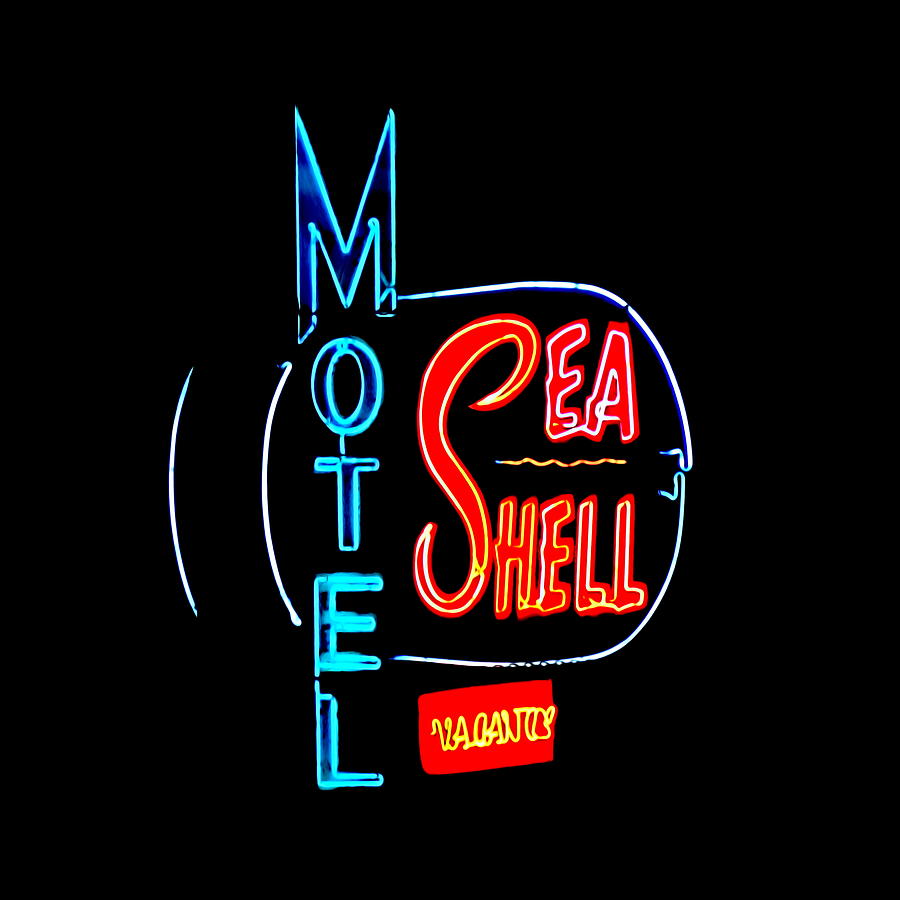Neon Sea Shell Motel Sign Photograph by Susan Hope Finley