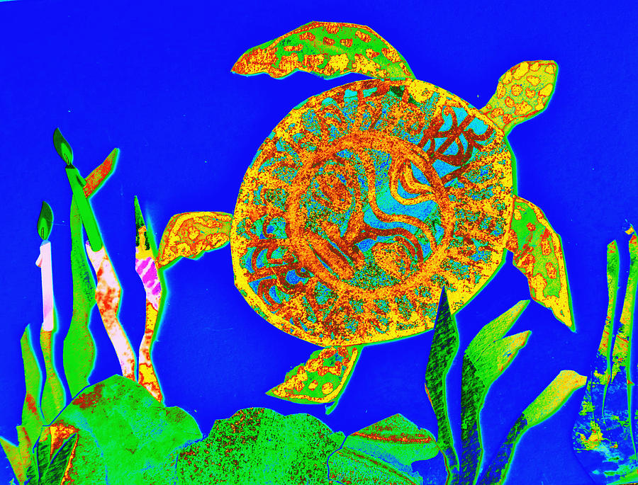 Neon Sea Turtle Birthday Card Painting by Cheryll Root - Fine Art America