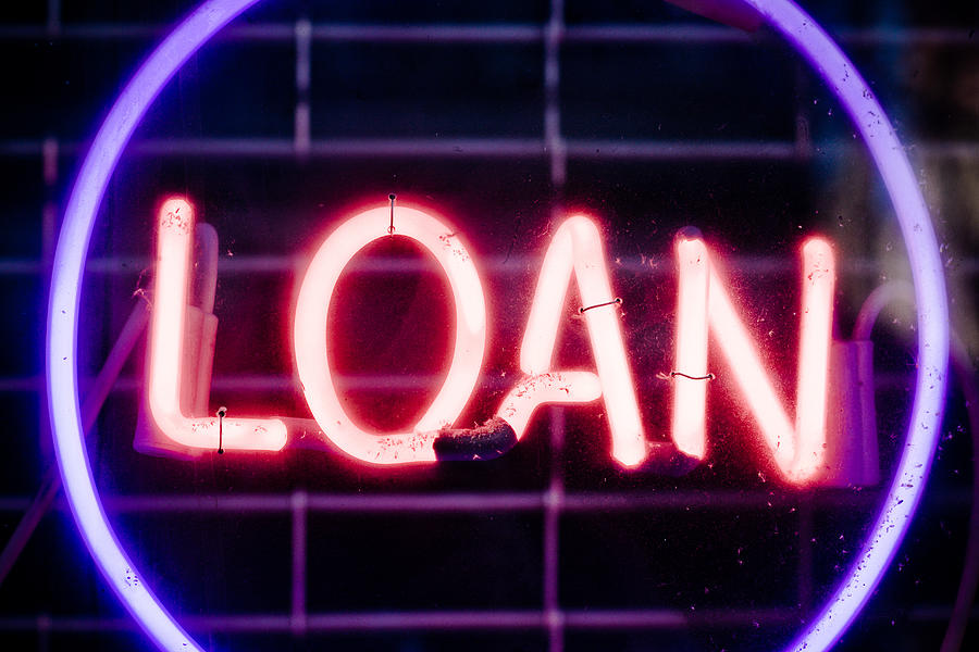 Neon Sign Reading Loan Photograph by Photo by Brian T. Evans