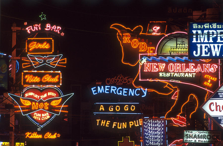 Neon signs, Pattaya, Thailand Photograph by Dallas and John Heaton