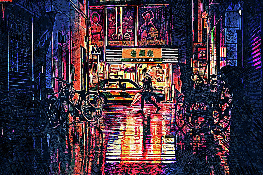 Neon Street - Tokyo Japan Painting by Art Market America - Pixels