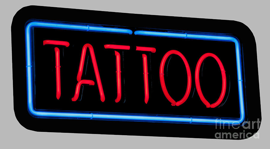 Neon Tattoo Sign Photograph by Phil Cardamone