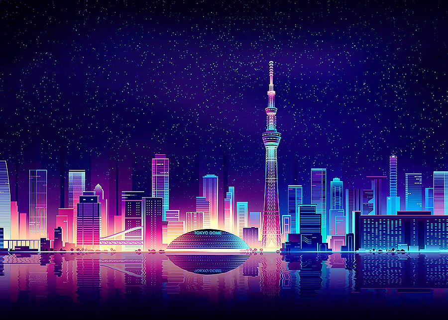 Neon Tokyo Digital Art By Crbn Design - Fine Art America