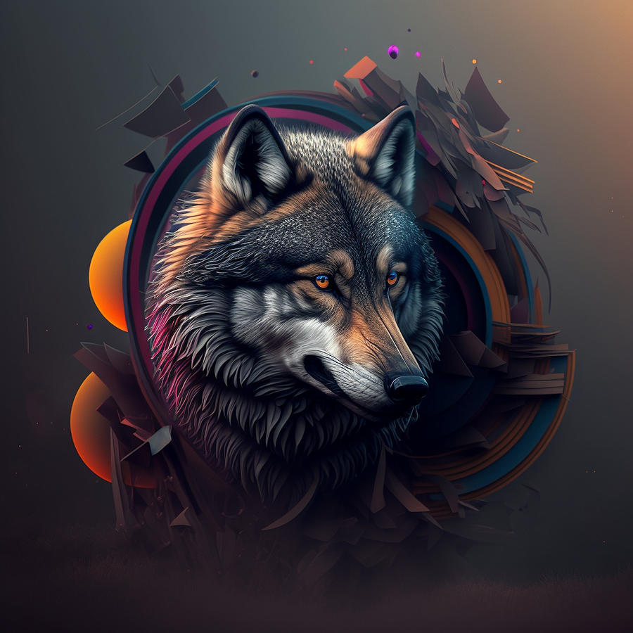 Neon Wolf Digital Art by Jack Swenson - Pixels