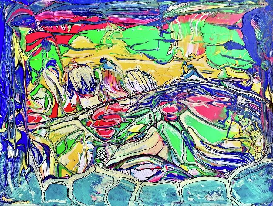 Neon World - A Unique Wall Art Exploration Painting by Evjenia Psarris Neon World - A Unique Wall Art Exploration Painting by Evjenia Psarris