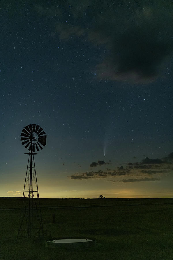 Neowise C-2020 F3 comet and windmill  Photograph by Tibor Vari