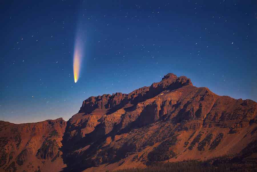 Space Photograph - Neowise Comet above Hayden Peak by Wasatch Light