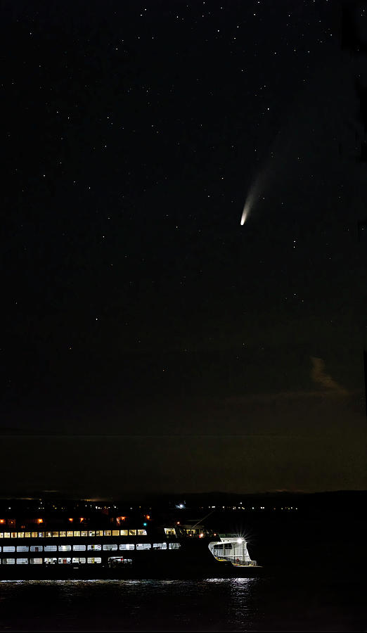 Neowise Comet and Ferry Photograph by Bill Ray