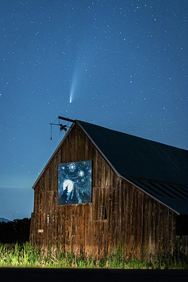 Neowise Comet and the Barn Photograph by Joan Escala-Usarralde