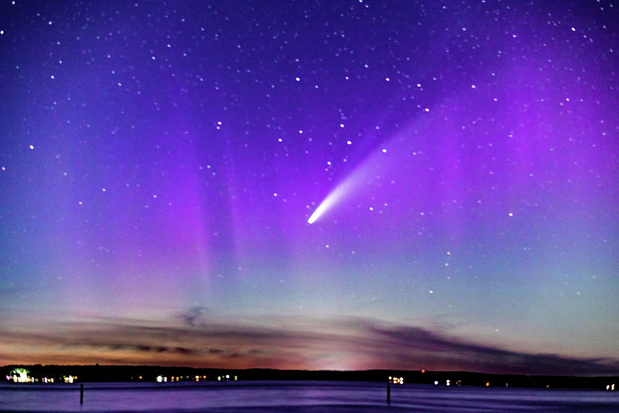NEOWISE COMET with a splash of Northern Lights Photograph by Joe Holley