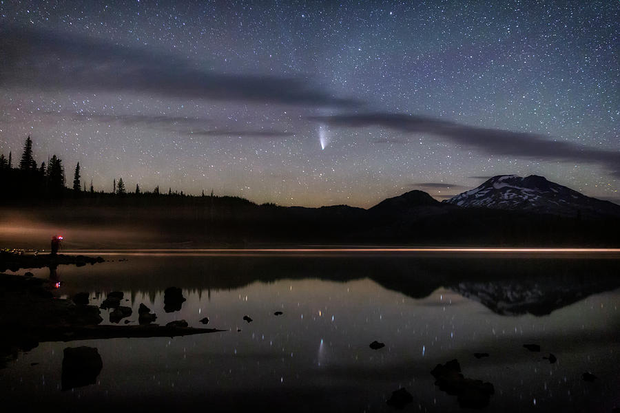 Mountain Photograph - NEOWISE photographer at Sparks Lake by Cat Connor