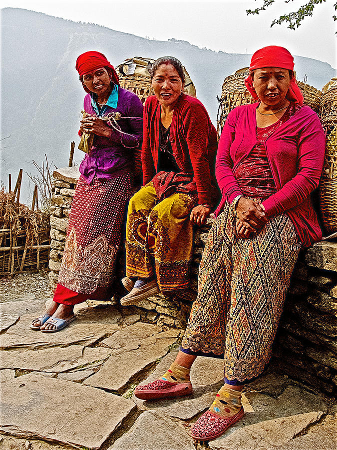 Nepali Women Porters Who Carry Our Bags For Our Trek Nepal Photograph By Ruth Hager Fine Art
