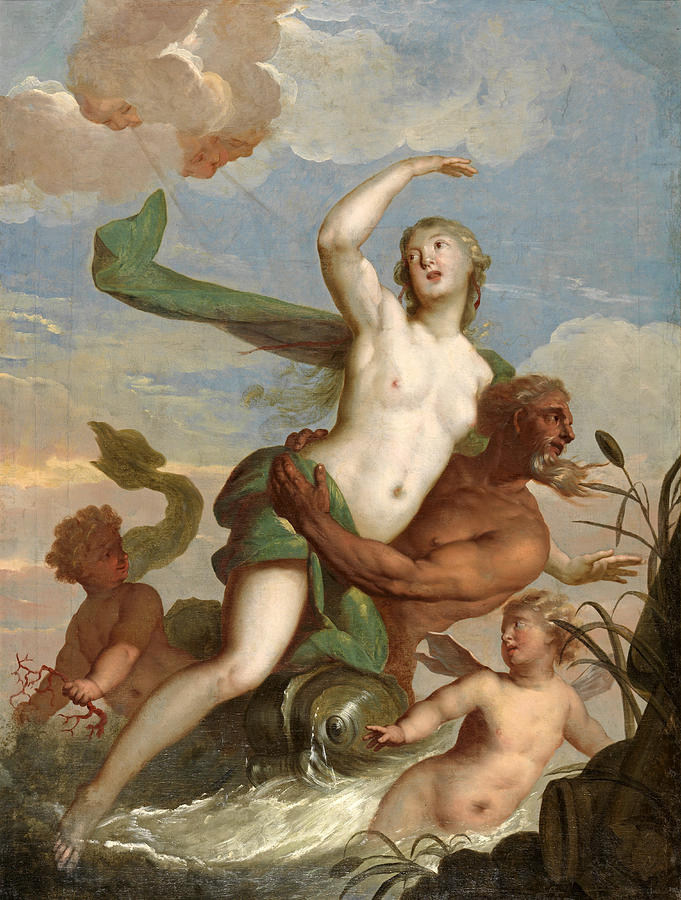 Neptune and Amphitrite Painting by Mattheus Terwesten